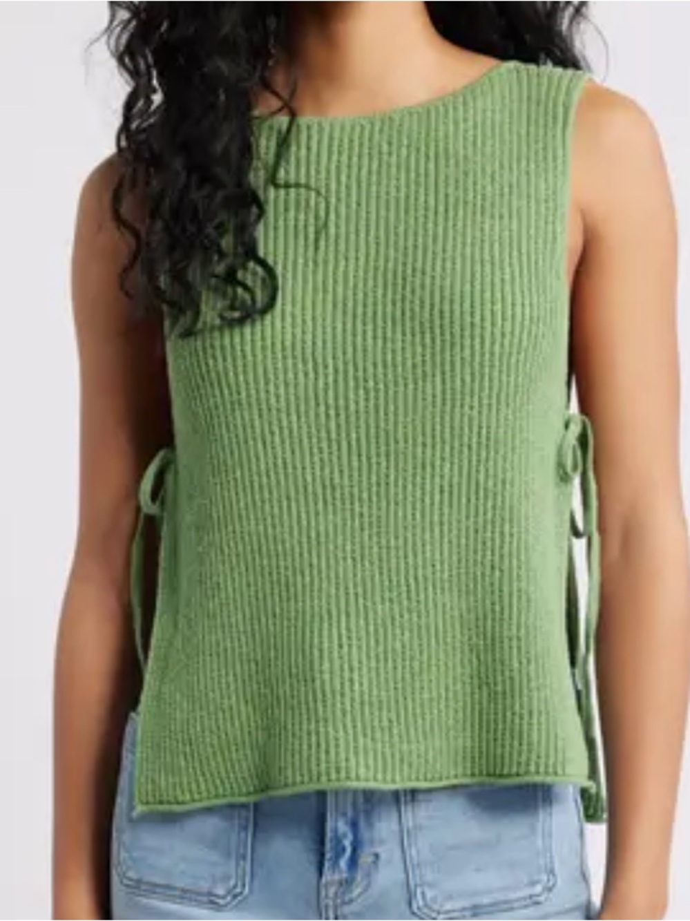 FREE PEOPLE BEACH LIZZIE GREEN OPEN SIDE SWEATER TOP XS